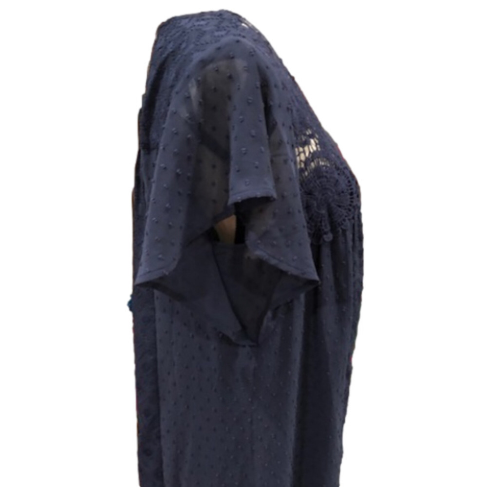 𝅺Daniel Rainn Navy Flutter Sleeve Lace Babydoll Dress, Size Medium - Picture 9 of 16
